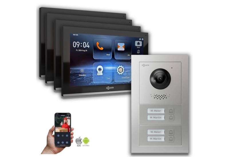 Goliath Intercom Video-Türsprechanlage Goliath IP Video Türsprechanlage: 10-Zoll 4 Familienhaus, Smartphone A (Privat oder Gewerblich) von Goliath Intercom