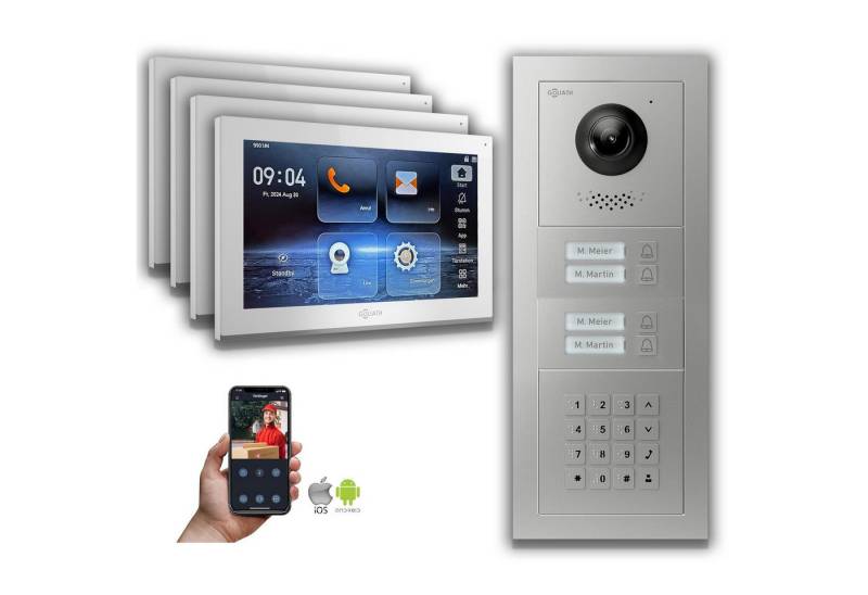 Goliath Intercom Video-Türsprechanlage Goliath IP Video Türsprechanlage: 10-Zoll 4 Familienhaus, Zahlencode, (Privat oder Gewerblich) von Goliath Intercom