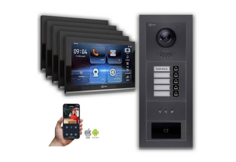 Goliath Intercom Video-Türsprechanlage Goliath IP Video Türsprechanlage: 10-Zoll 5 Familienhaus, RFID, Anzeig (Privat oder Gewerblich) von Goliath Intercom