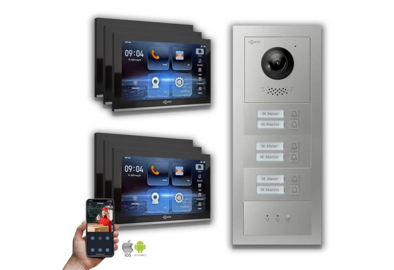 Goliath Intercom Video-Türsprechanlage Goliath IP Video Türsprechanlage: 10-Zoll 6 Familienhaus, Anzeige, Sil (Privat oder Gewerblich) von Goliath Intercom