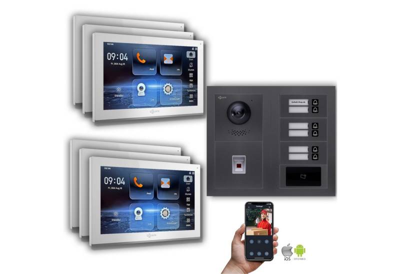 Goliath Intercom Video-Türsprechanlage Goliath IP Video Türsprechanlage: 10-Zoll 6 Familienhaus, Fingerprint, (Privat oder Gewerblich) von Goliath Intercom