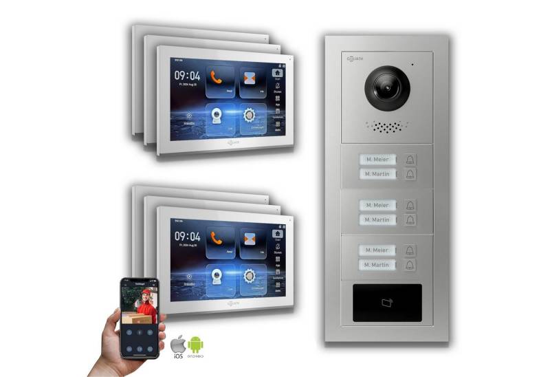 Goliath Intercom Video-Türsprechanlage Goliath IP Video Türsprechanlage: 10-Zoll 6 Familienhaus, RFID, Silber (Privat oder Gewerblich) von Goliath Intercom