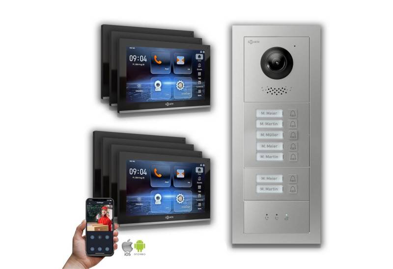 Goliath Intercom Video-Türsprechanlage Goliath IP Video Türsprechanlage: 10-Zoll 7 Familienhaus, Anzeige, Sil (Privat oder Gewerblich) von Goliath Intercom