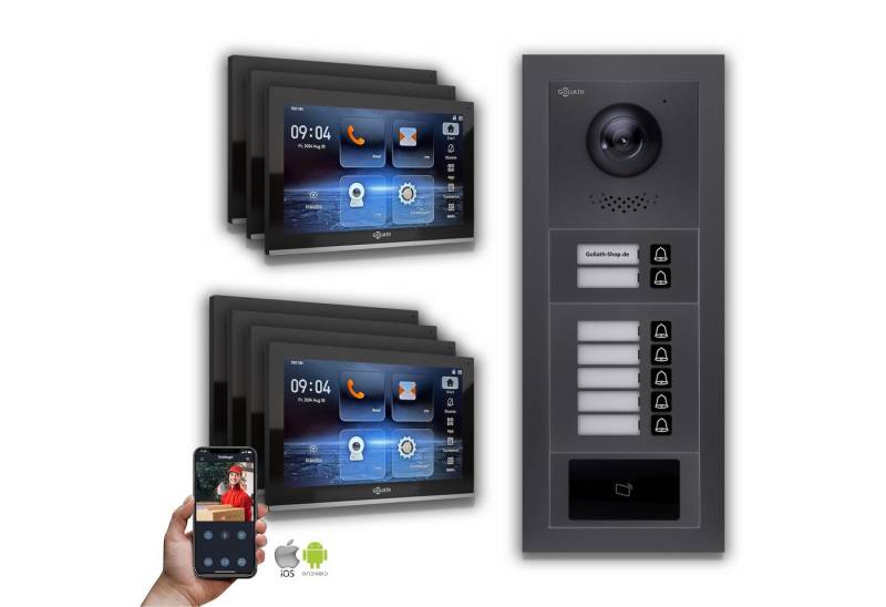 Goliath Intercom Video-Türsprechanlage Goliath IP Video Türsprechanlage: 10-Zoll 7 Familienhaus, RFID, Anthra (Privat oder Gewerblich) von Goliath Intercom