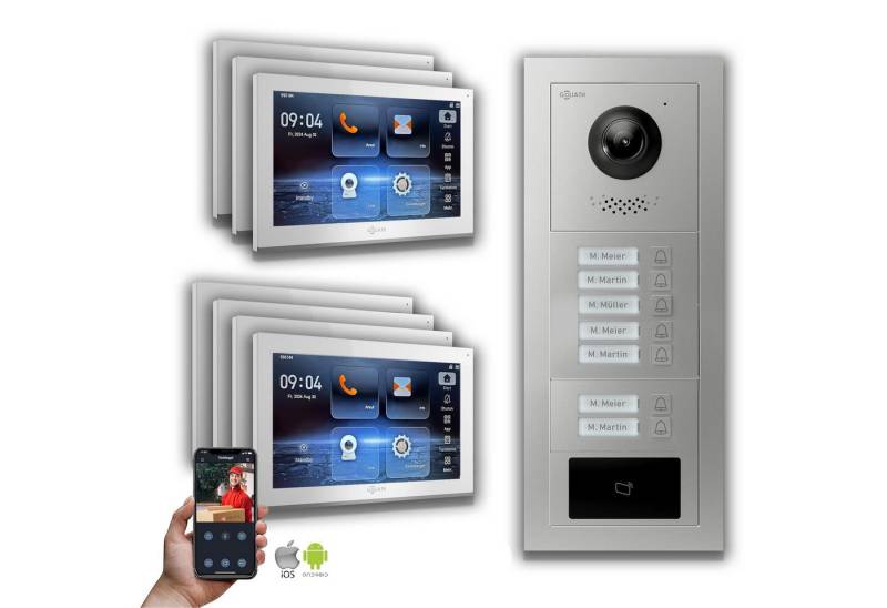 Goliath Intercom Video-Türsprechanlage Goliath IP Video Türsprechanlage: 10-Zoll 7 Familienhaus, RFID, Silber (Privat oder Gewerblich) von Goliath Intercom