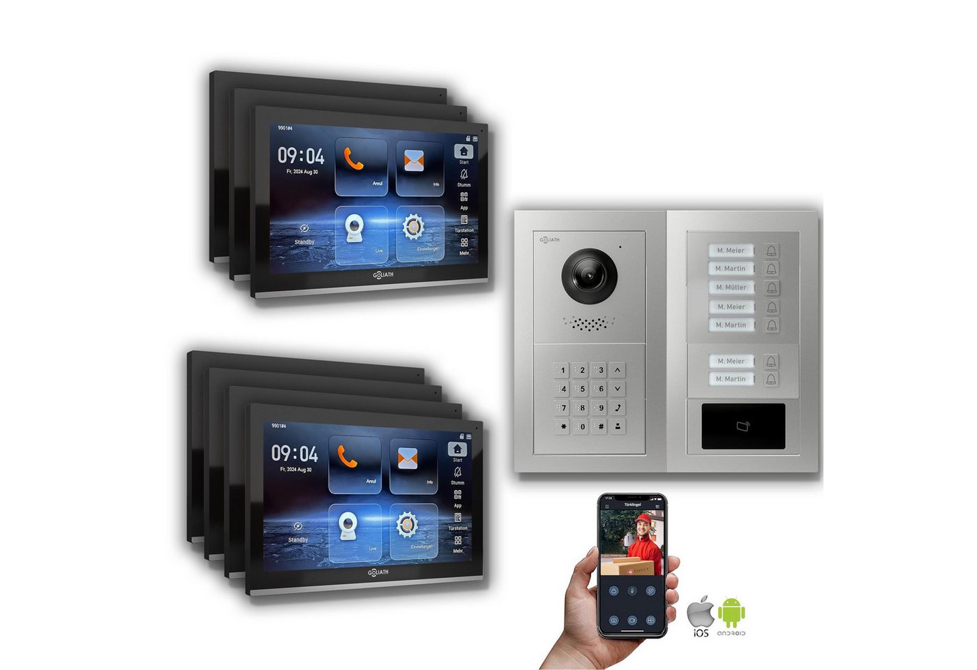 Goliath Intercom Video-Türsprechanlage Goliath IP Video Türsprechanlage: 10-Zoll 7 Familienhaus, RFID, Zahlen (Privat oder Gewerblich) von Goliath Intercom