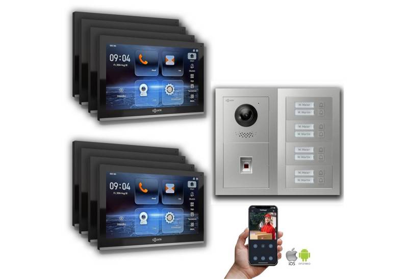 Goliath Intercom Video-Türsprechanlage Goliath IP Video Türsprechanlage: 10-Zoll 8 Familienhaus, Fingerprint, (Privat oder Gewerblich) von Goliath Intercom