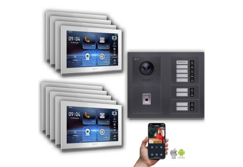 Goliath Intercom Video-Türsprechanlage Goliath IP Video Türsprechanlage: 10-Zoll 9 Familienhaus, Fingerprint, (Privat oder Gewerblich) von Goliath Intercom