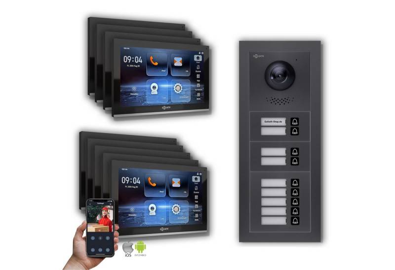 Goliath Intercom Video-Türsprechanlage Goliath IP Video Türsprechanlage: 10-Zoll 9 Familienhaus, Smartphone A (Privat oder Gewerblich) von Goliath Intercom