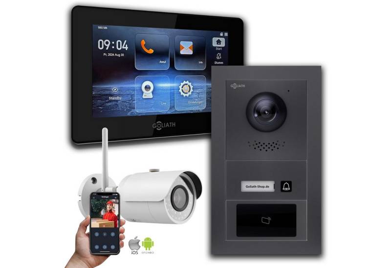 Goliath Intercom Video-Türsprechanlage Goliath IP Video Türsprechanlage: 7-Zoll 1 Monitor, RFID, Anthrazit, W (Privat oder Gewerblich) von Goliath Intercom