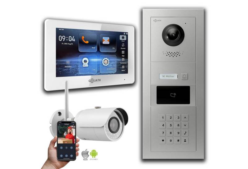 Goliath Intercom Video-Türsprechanlage Goliath IP Video Türsprechanlage: 7-Zoll 1 Monitor, RFID, Zahlencode, (Privat oder Gewerblich) von Goliath Intercom