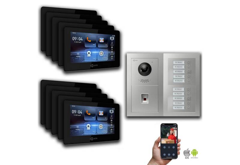 Goliath Intercom Video-Türsprechanlage Goliath IP Video Türsprechanlage: 7-Zoll 10 Familienhaus, Fingerprint, (Privat oder Gewerblich) von Goliath Intercom