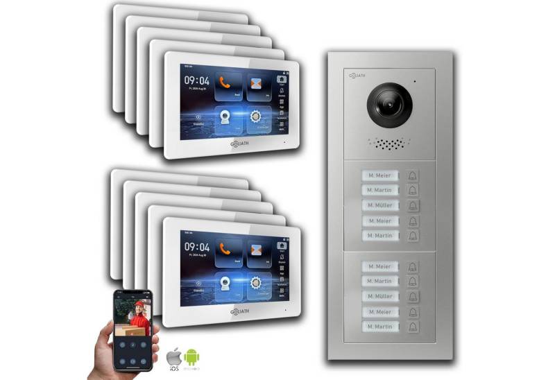 Goliath Intercom Video-Türsprechanlage Goliath IP Video Türsprechanlage: 7-Zoll 10 Familienhaus, Smartphone-A (Privat oder Gewerblich) von Goliath Intercom