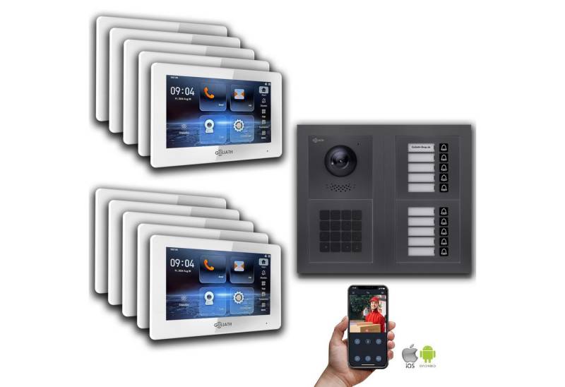 Goliath Intercom Video-Türsprechanlage Goliath IP Video Türsprechanlage: 7-Zoll 10 Familienhaus, Zahlencode, (Privat oder Gewerblich) von Goliath Intercom