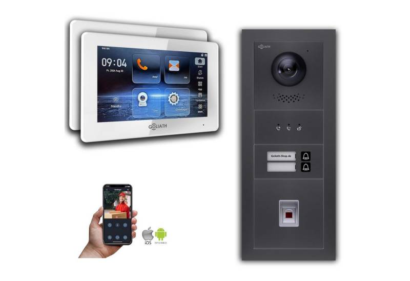 Goliath Intercom Video-Türsprechanlage Goliath IP Video Türsprechanlage: 7-Zoll 2 Familienhaus, Fingerprint, (Privat oder Gewerblich) von Goliath Intercom