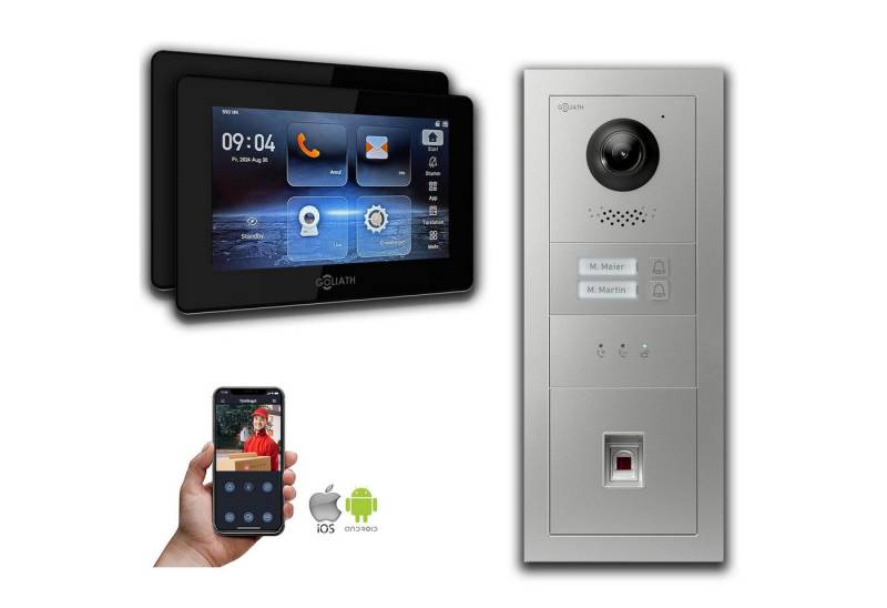 Goliath Intercom Video-Türsprechanlage Goliath IP Video Türsprechanlage: 7-Zoll 2 Familienhaus, Fingerprint, (Privat oder Gewerblich) von Goliath Intercom