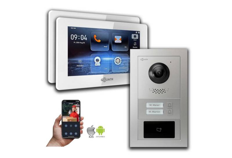 Goliath Intercom Video-Türsprechanlage Goliath IP Video Türsprechanlage: 7-Zoll 2 Familienhaus, RFID, Silber (Privat oder Gewerblich) von Goliath Intercom