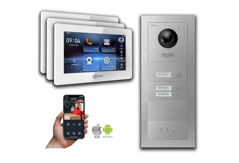 Goliath Intercom Video-Türsprechanlage Goliath IP Video Türsprechanlage: 7-Zoll 3 Familienhaus, Blanko, Anzei (Privat oder Gewerblich) von Goliath Intercom