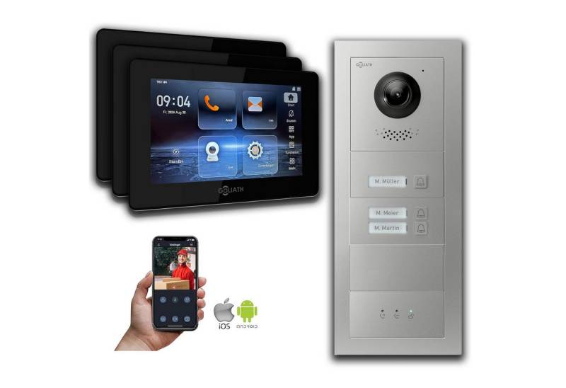Goliath Intercom Video-Türsprechanlage Goliath IP Video Türsprechanlage: 7-Zoll 3 Familienhaus, Blanko, Anzei (Privat oder Gewerblich) von Goliath Intercom