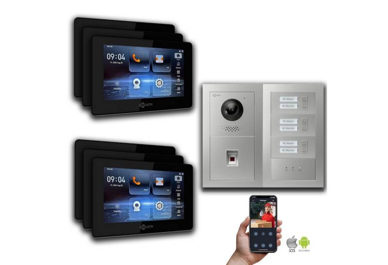 Goliath Intercom Video-Türsprechanlage Goliath IP Video Türsprechanlage: 7-Zoll 6 Familienhaus, Fingerprint, (Privat oder Gewerblich) von Goliath Intercom