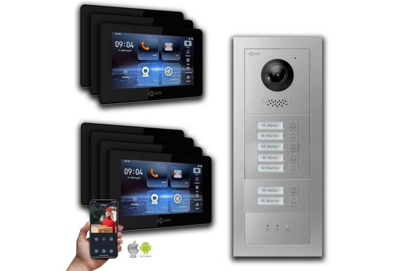 Goliath Intercom Video-Türsprechanlage Goliath IP Video Türsprechanlage: 7-Zoll 7 Familienhaus, Anzeige, Silb (Privat oder Gewerblich) von Goliath Intercom