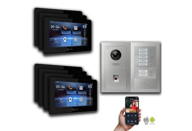 Goliath Intercom Video-Türsprechanlage Goliath IP Video Türsprechanlage: 7-Zoll 7 Familienhaus, Fingerprint, (Privat oder Gewerblich) von Goliath Intercom