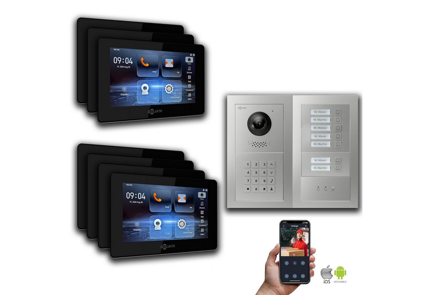 Goliath Intercom Video-Türsprechanlage Goliath IP Video Türsprechanlage: 7-Zoll 7 Familienhaus, Zahlencode, A (Privat oder Gewerblich) von Goliath Intercom