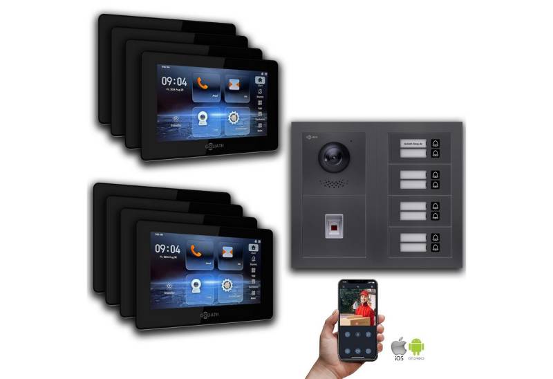 Goliath Intercom Video-Türsprechanlage Goliath IP Video Türsprechanlage: 7-Zoll 8 Familienhaus, Fingerprint, (Privat oder Gewerblich) von Goliath Intercom