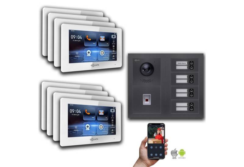 Goliath Intercom Video-Türsprechanlage Goliath IP Video Türsprechanlage: 7-Zoll 8 Familienhaus, Fingerprint, (Privat oder Gewerblich) von Goliath Intercom