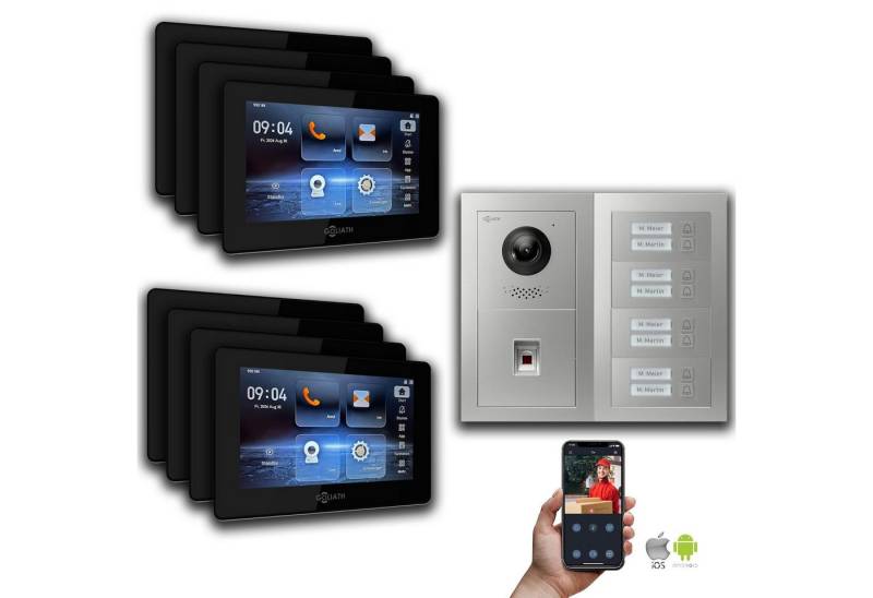 Goliath Intercom Video-Türsprechanlage Goliath IP Video Türsprechanlage: 7-Zoll 8 Familienhaus, Fingerprint, (Privat oder Gewerblich) von Goliath Intercom