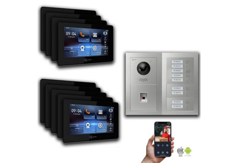 Goliath Intercom Video-Türsprechanlage Goliath IP Video Türsprechanlage: 7-Zoll 9 Familienhaus, Fingerprint, (Privat oder Gewerblich) von Goliath Intercom