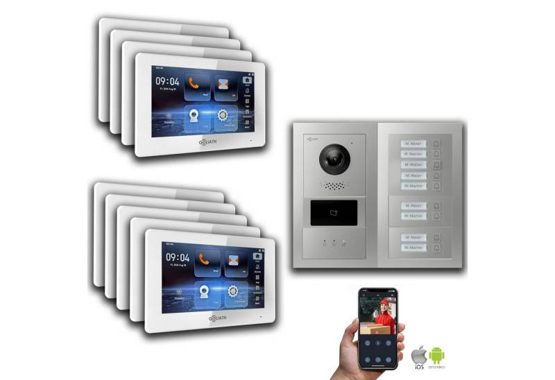 Goliath Intercom Video-Türsprechanlage Goliath IP Video Türsprechanlage: 7-Zoll 9 Familienhaus, RFID, Anzeige (Privat oder Gewerblich) von Goliath Intercom