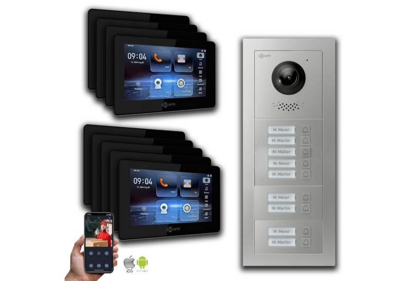 Goliath Intercom Video-Türsprechanlage Goliath IP Video Türsprechanlage: 7-Zoll 9 Familienhaus, Smartphone Ap (Privat oder Gewerblich) von Goliath Intercom