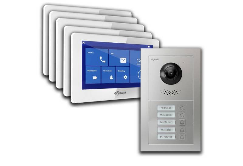 Goliath Intercom Video-Türsprechanlage Türklingel mit Kamera, 5-Familie Goliath Basic-Line 2-Draht (Privat oder Gewerblich) von Goliath Intercom