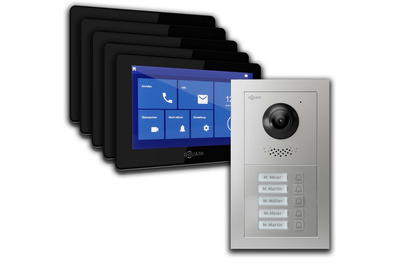 Goliath Intercom Video-Türsprechanlage Türklingel mit Kamera, 5-Familie Goliath Basic-Line 2-Draht (Privat oder Gewerblich) von Goliath Intercom