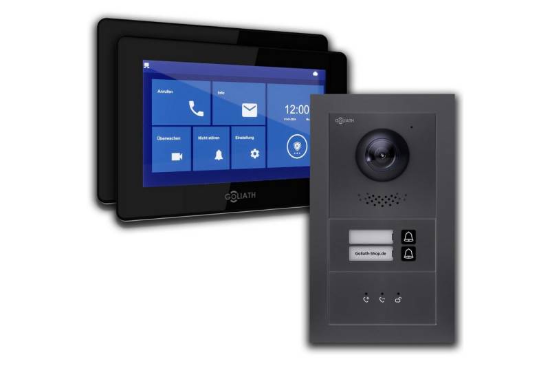 Goliath Intercom Video-Türsprechanlage Video Türklingel mit Kamera, 2-Familie Goliath Basic-Line 2-Draht (Privat oder Gewerblich) von Goliath Intercom