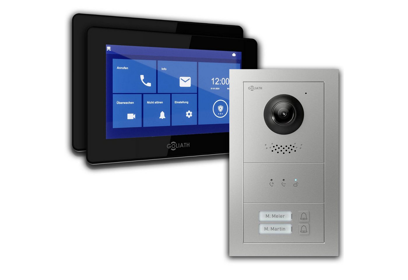 Goliath Intercom Video-Türsprechanlage Video Türklingel mit Kamera, 2-Familie Goliath Basic-Line 2-Draht (Privat oder Gewerblich) von Goliath Intercom