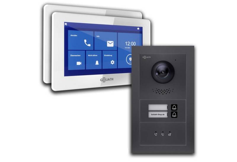 Goliath Intercom Video-Türsprechanlage Video Türklingel mit Kamera, 2-Familie Goliath Basic-Line 2-Draht (Privat oder Gewerblich) von Goliath Intercom