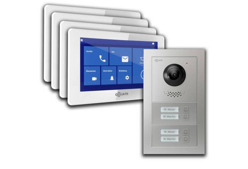 Goliath Intercom Video-Türsprechanlage Video Türklingel mit Kamera, 4-Familie Goliath Basic-Line 2-Draht (Privat oder Gewerblich) von Goliath Intercom