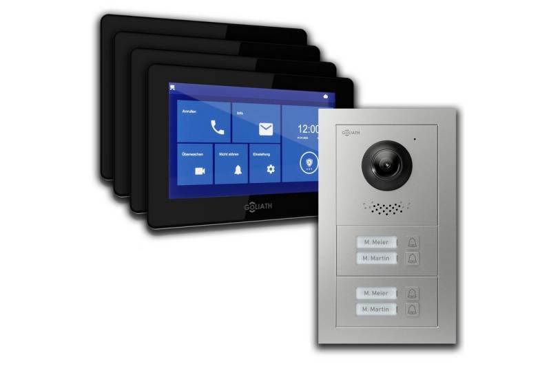 Goliath Intercom Video-Türsprechanlage Video Türklingel mit Kamera, 4-Familie Goliath Basic-Line 2-Draht (Privat oder Gewerblich) von Goliath Intercom