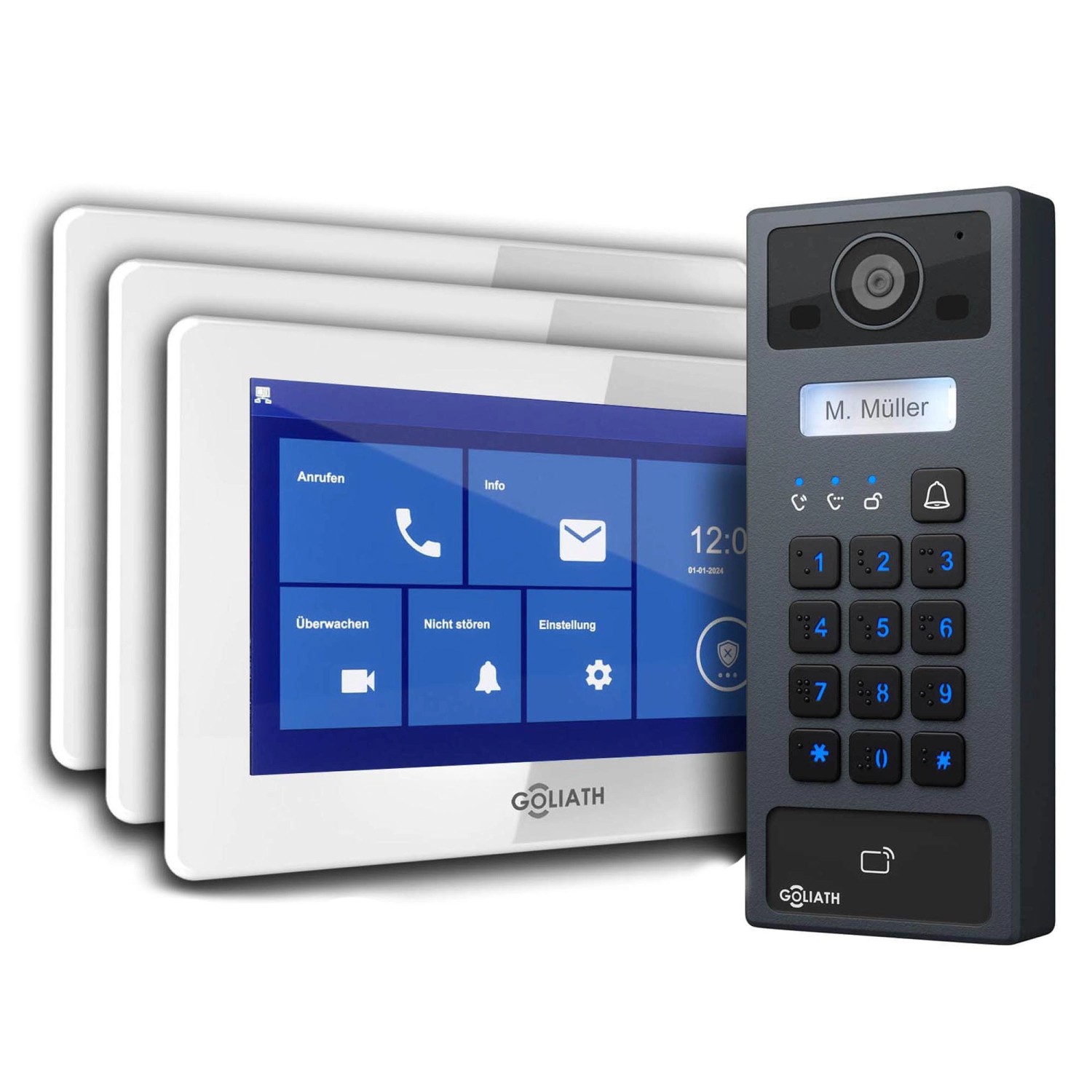 Goliath 2-Draht Video Türklingel 1 Familienhaus Zahlencode RFID 3x Monitor Weiss Goliath 2-Draht Video Türklingel 1 Familienhaus Zahlencode RFID 3x Monitor Weiss von Goliath intercom