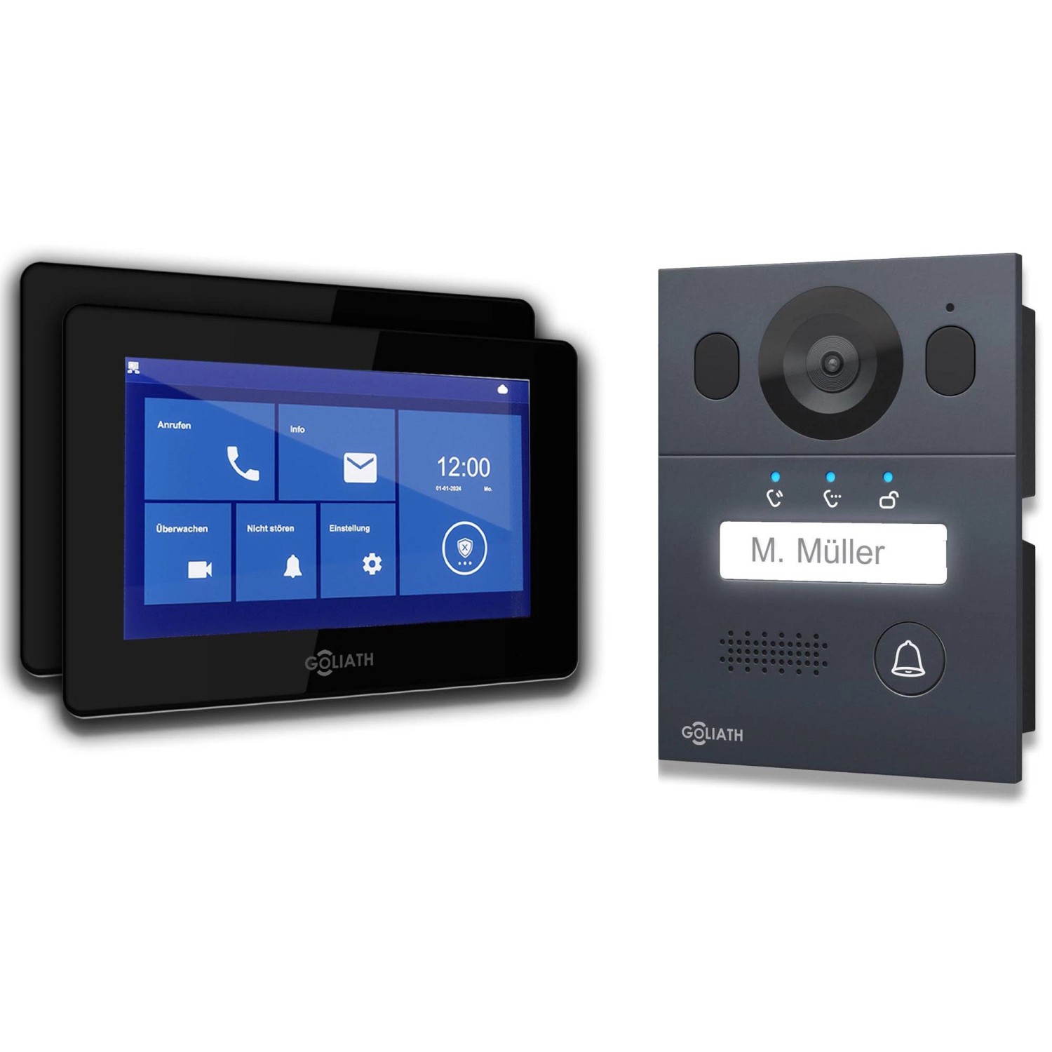 Goliath Basic Line 2-Draht Video Türsprechanlage 2x Monitore Schwarz /Anthrazit Ausenstation Unterputzdose Goliath Basic Line 2-Draht Video Türsprechanlage 2x Monitore Schwarz /Anthrazit Ausenstation Unterputzdose von Goliath intercom