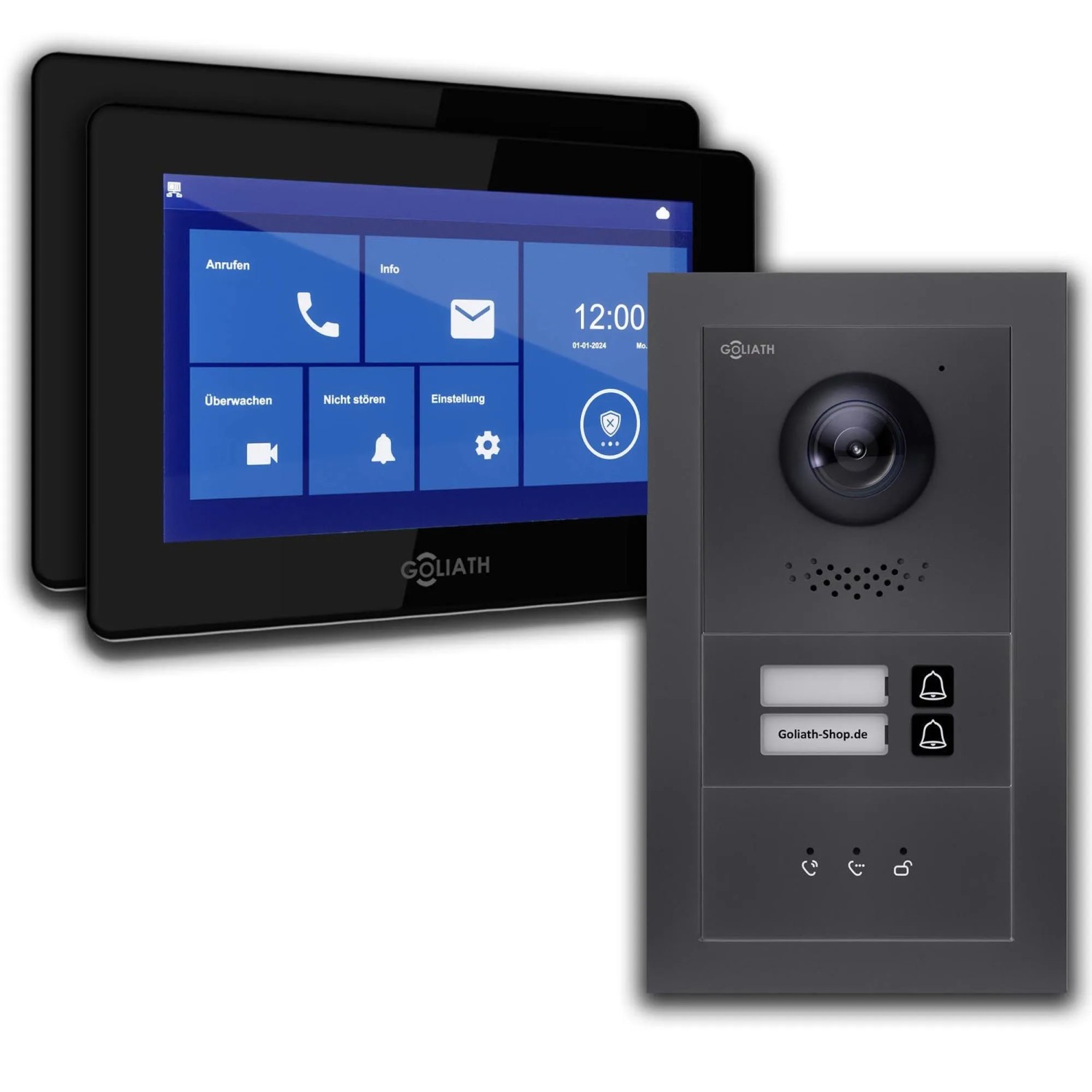 Goliath Basic Line 2-Familienhaus Video Türsprechanlage Monitor Schwarz - Anthrazit Ausenstation Aufputz Dose Goliath Basic Line 2-Familienhaus Video Türsprechanlage Monitor Schwarz - Anthrazit Ausenstation Aufputz Dose von Goliath intercom