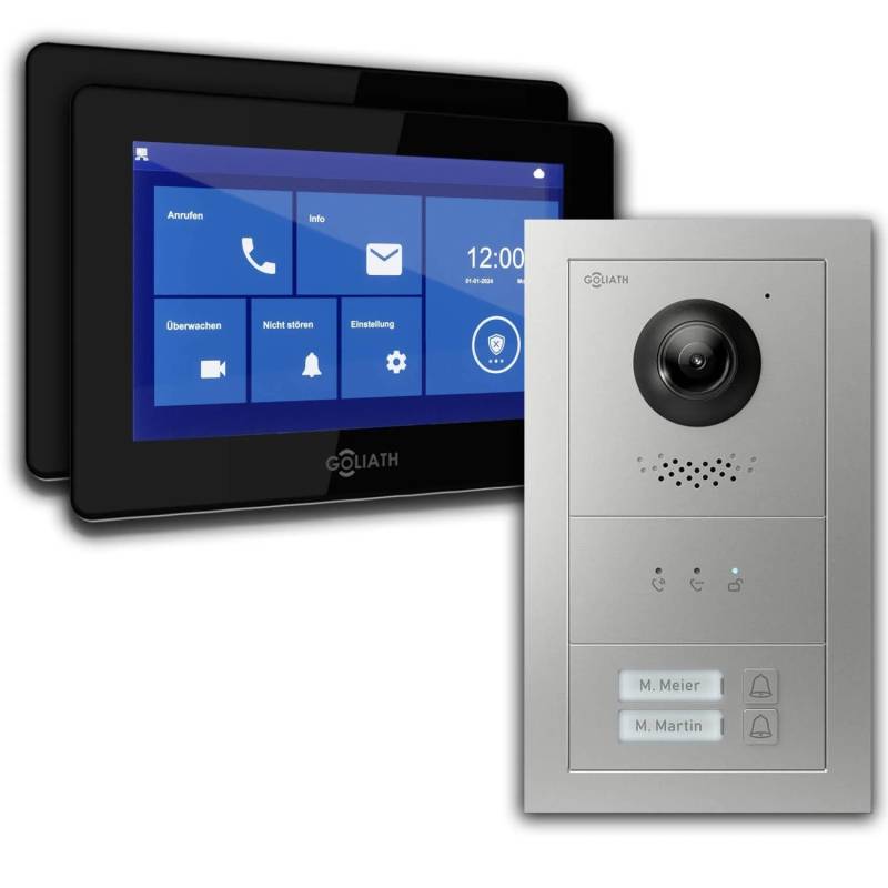 Goliath Basic Line 2-Familienhaus Video Türsprechanlage Monitor Schwarz - Silber Ausenstation Unterputzose Goliath Basic Line 2-Familienhaus Video Türsprechanlage Monitor Schwarz - Silber Ausenstation Unterputzose von Goliath intercom