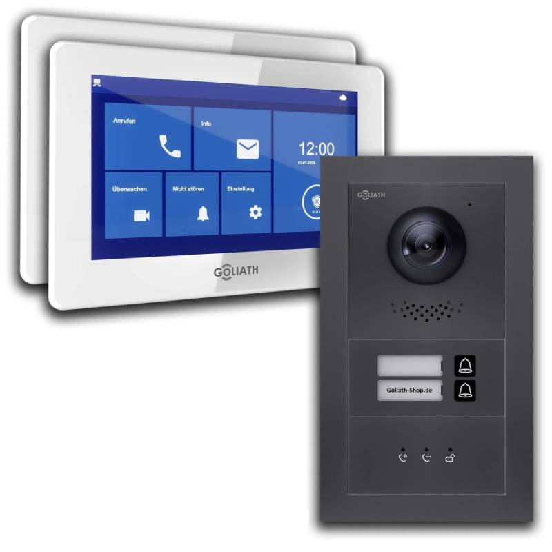 Goliath Basic Line 2-Familienhaus Video Türsprechanlage Monitor Weiß - Anthrazit Ausenstation Aufputz Dose Goliath Basic Line 2-Familienhaus Video Türsprechanlage Monitor Weiß - Anthrazit Ausenstation Aufputz Dose von Goliath intercom