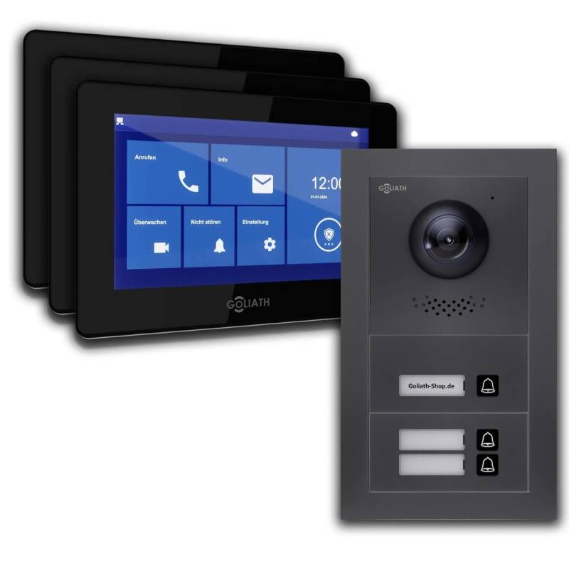 Goliath Basic Line 3-Familienhaus Video Türsprechanlage Monitor Schwarz - Anthrazit Ausenstation Aufputz Dose Goliath Basic Line 3-Familienhaus Video Türsprechanlage Monitor Schwarz - Anthrazit Ausenstation Aufputz Dose von Goliath intercom