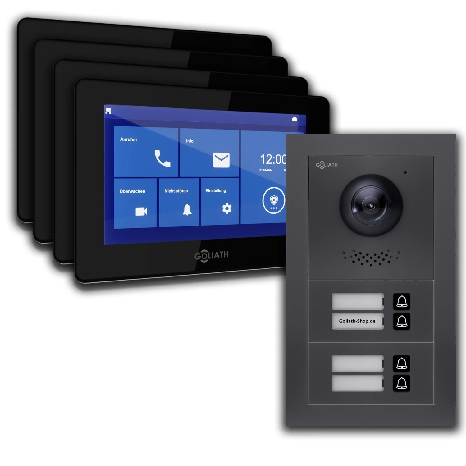 Goliath Basic Line 4-Familienhaus Video Türsprechanlage Monitor Schwarz - Anthrazit Ausenstation Aufputz Dose Goliath Basic Line 4-Familienhaus Video Türsprechanlage Monitor Schwarz - Anthrazit Ausenstation Aufputz Dose von Goliath intercom