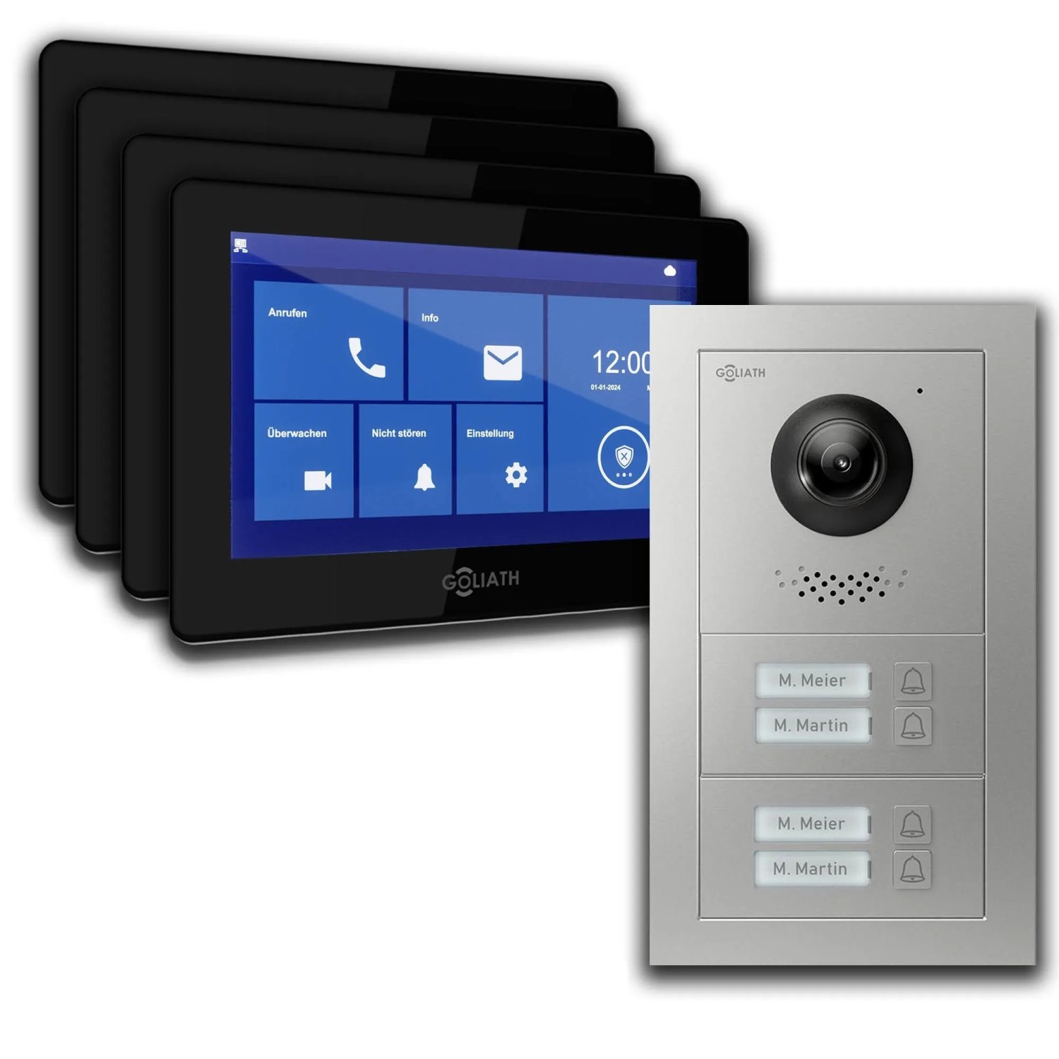 Goliath Basic Line 4-Familienhaus Video Türsprechanlage Monitor Schwarz - Silber Ausenstation Unterputzose Goliath Basic Line 4-Familienhaus Video Türsprechanlage Monitor Schwarz - Silber Ausenstation Unterputzose von Goliath intercom