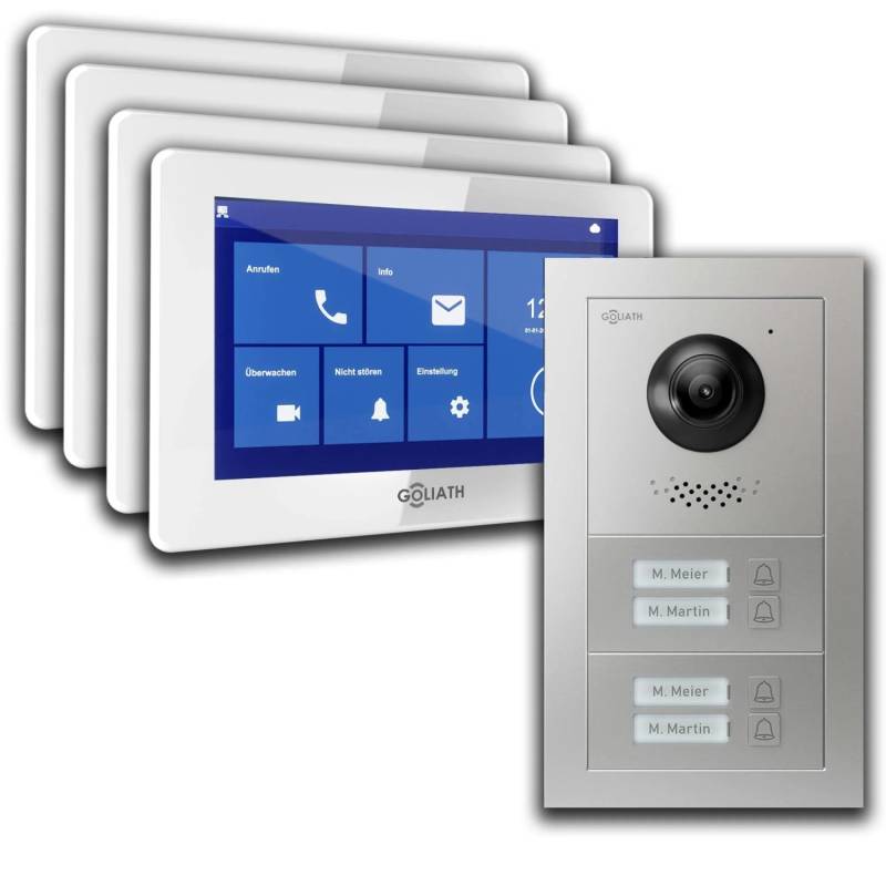 Goliath Basic Line 4-Familienhaus Video Türsprechanlage Monitor Weiß - Silber Ausenstation Unterputzdose Goliath Basic Line 4-Familienhaus Video Türsprechanlage Monitor Weiß - Silber Ausenstation Unterputzdose von Goliath intercom