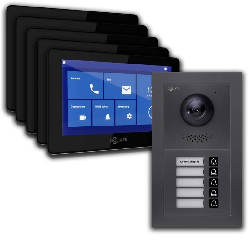 Goliath Basic Line 5-Familienhaus Video Türsprechanlage Monitor Schwarz - Anthrazit Ausenstation Aufputz Dose Goliath Basic Line 5-Familienhaus Video Türsprechanlage Monitor Schwarz - Anthrazit Ausenstation Aufputz Dose von Goliath intercom